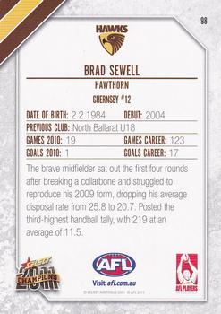 2011 Select AFL Champions #98 Brad Sewell Back